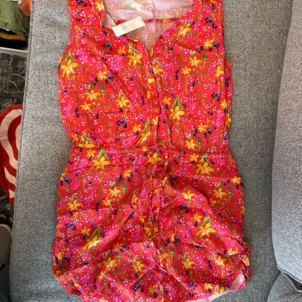 Casual floral dress with draw string waist